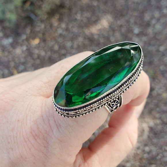 New Oversized Chrome Diopside 925 Silver Statement Ring. - Picture 5 of 12